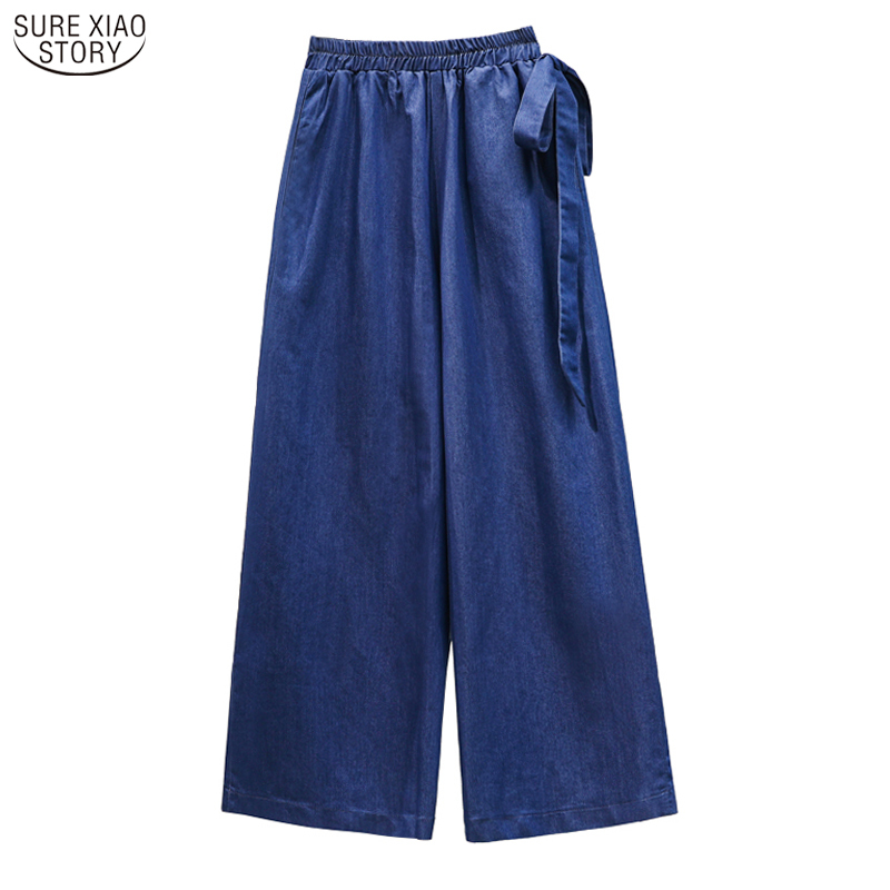 Thin Trousers Pantalon Summer Straight Loose Blue Jeans For Women Casual Plus Size Elastic Waist Denim Pants 10252 210415