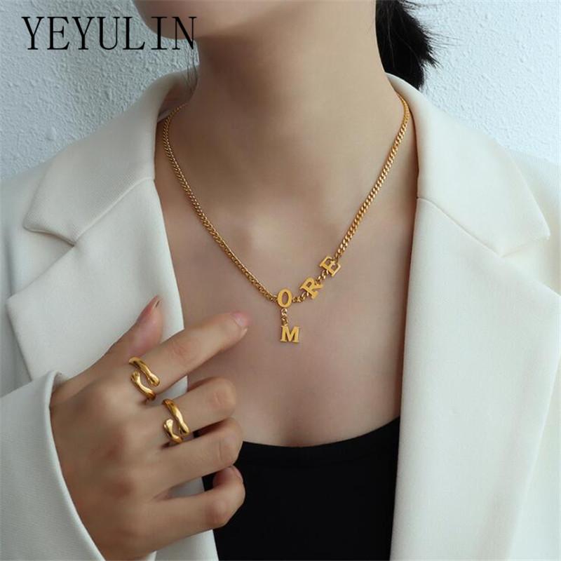 Simple Titanium Steel MORE Letter Pendant Necklace For Women Girls Gold Color Chain Necklaces Fashion Jewelry Gift Chains
Simple Titanium Steel MORE Letter Pendant Necklace For Women Girls Gold Color Chain Necklaces Fashion Jewelry Gift Chains
