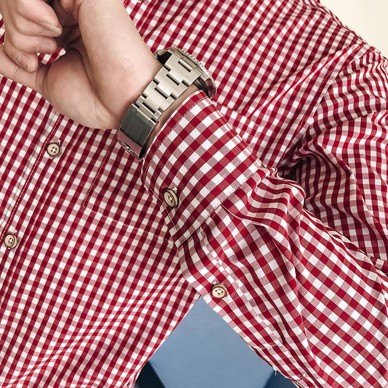 Casual Men Plaid Shirt Spring Autumn Flannel Dress Shirts Fashion Long Sleeve Slim Fit Chemise Homme Male 5XL Men's