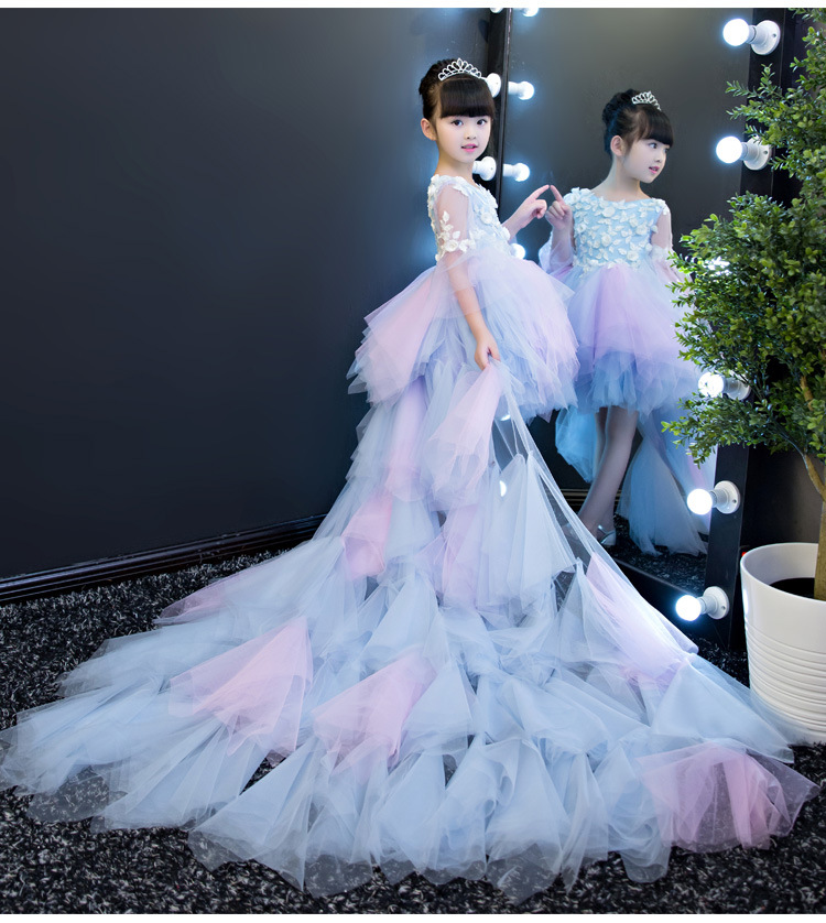 Baby First Holy Communion Dresses Long Trailing Girls Dress Child Mermaid Pageant Ball Gown for Wedding Birthday Evening Prom Party Gowns