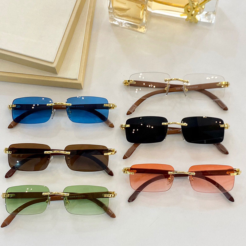 Mens rimless sunglasses 8101016 wood mirror legs ultra light business style fashion womens glasses color lenses UV400 radiation protection belt box
Mens rimless sunglasses 8101016 wood mirror legs ultra light business style fashion womens glasses color lenses UV400 radiation protection belt box