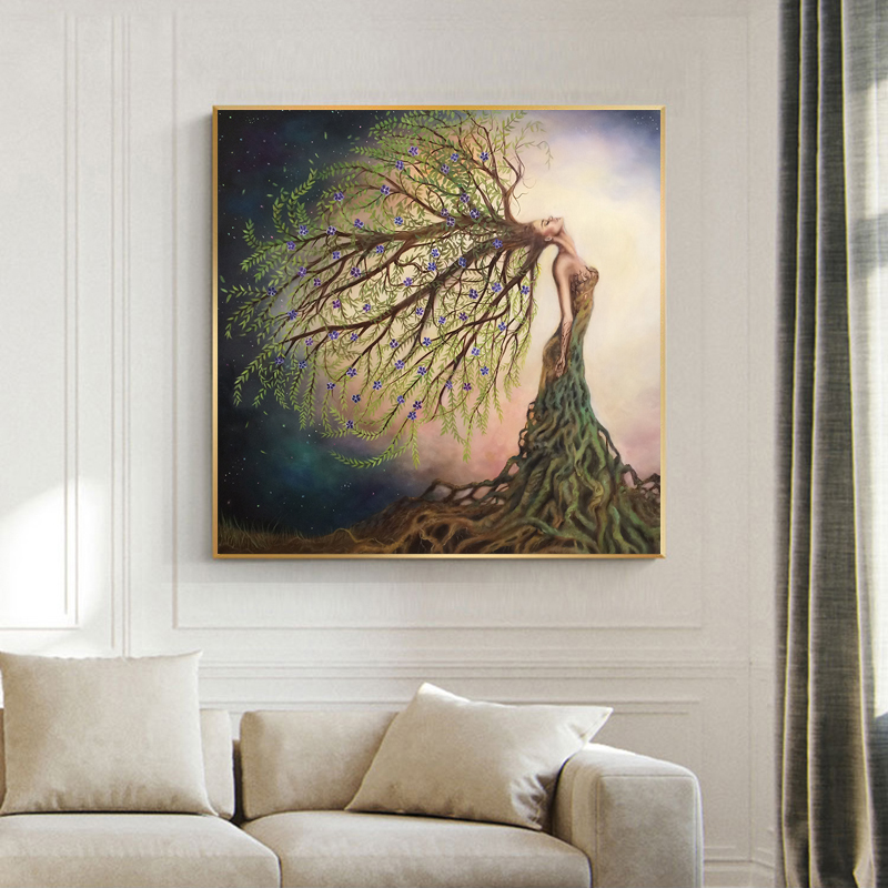 RELIABLI ART Abstract Girl Tree Hair Posters Canvas Painting Wall Art Pictures For Living Room Home Decoration Modern Prints
