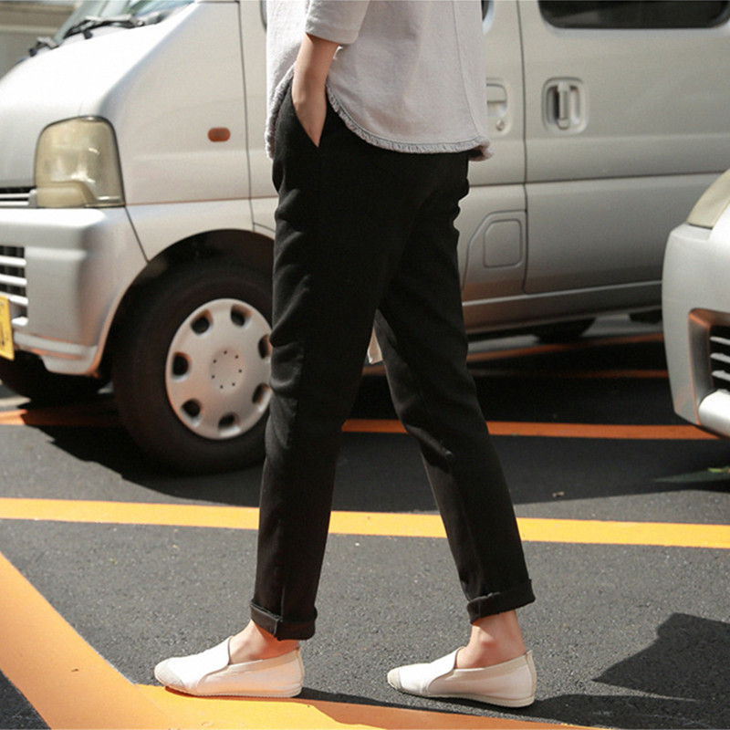 OL Minimalist High Waist Harem Pants Women Autumn Winter Casual Carrot Cotton Thick Stretch Radish Trousers 210421