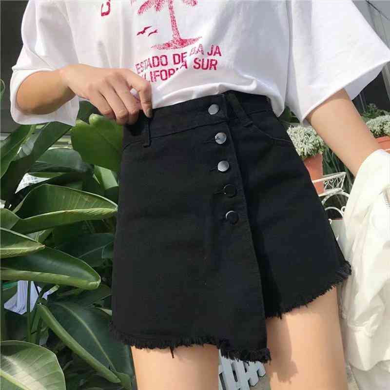 large size fat denim womens skirts high waist character irregular loose slim wide leg short pants, Black
large size fat denim womens skirts high waist character irregular loose slim wide leg short pants, Black