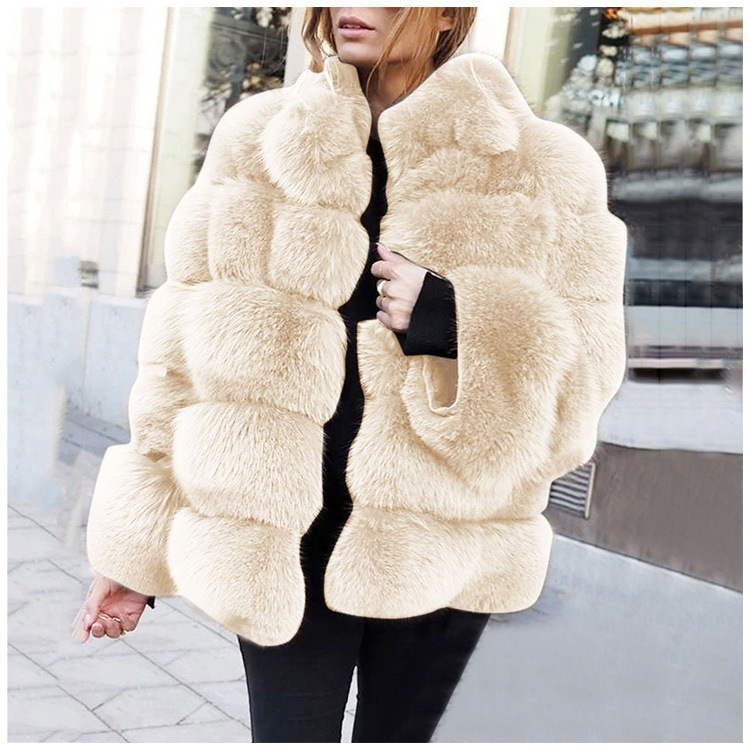 Women Fur Jackets Plus Size Casual Faux Coats Black Pink Vintage Long Winter Overcoat Fashion 210513