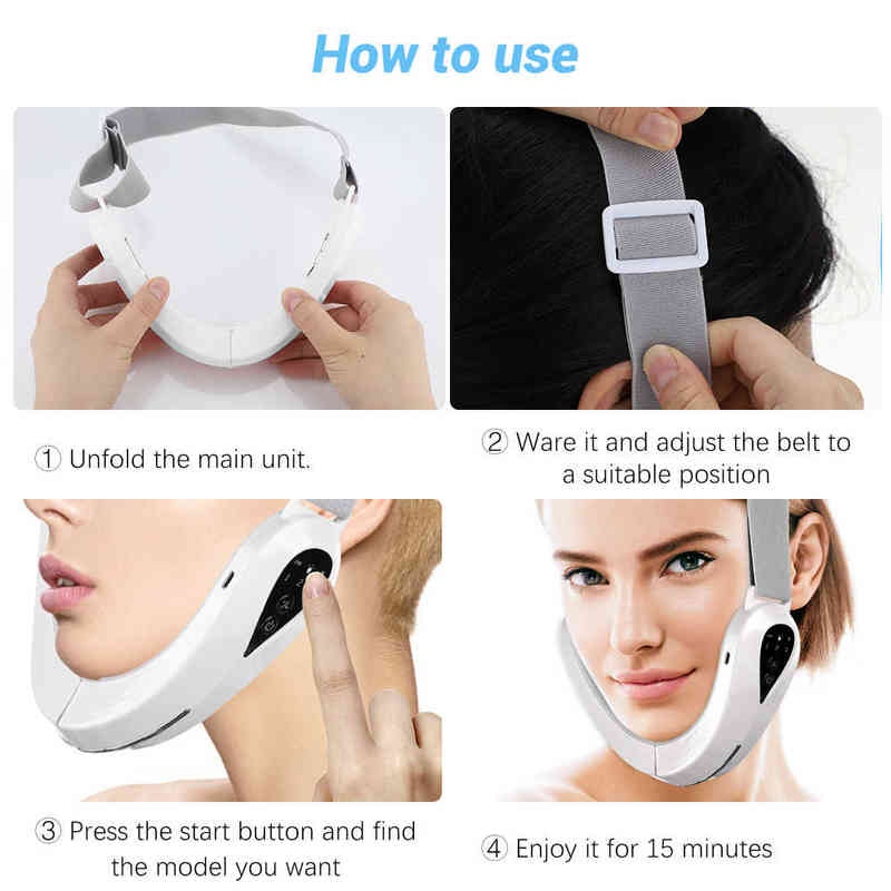 NXY Face Care Devices Ems Facial Massager Chin Lift Belt Led Photon Therapy Face Slimming Vibration Device Cellulite Jaw Lifting Machine Dropship 0222