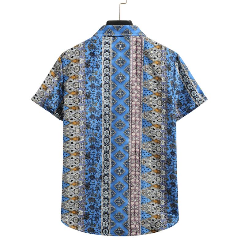 Men's Short Sleeve Shirts Cardigan Hawaiian Printing Button Down Shirt Men Casual Male Blouse Tops Streetwear Chemise Homme