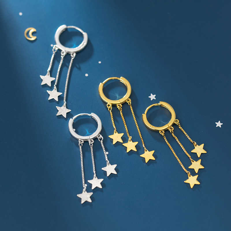 925 Strling Sliver Simple Long Chain Star Hoop Earring for Women Minimalist Style Fine Jewelry Brincos 210707
925 Strling Sliver Simple Long Chain Star Hoop Earring for Women Minimalist Style Fine Jewelry Brincos 210707