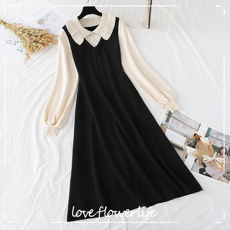 Autumn Winter Long Dress Women Elegant Lotus leaf collar Slim A-line Sweater Dresses Lantern sleeve Office Lady Knitted Dress 210521, Black
Autumn Winter Long Dress Women Elegant Lotus leaf collar Slim A-line Sweater Dresses Lantern sleeve Office Lady Knitted Dress 210521, Black