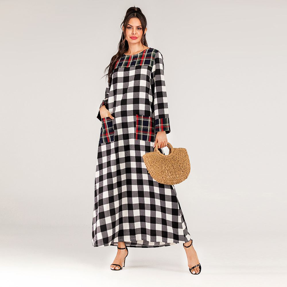 Dubai Arab Muslim Abaya Dress Women Splice Plaid Long Sleeve A-line Hijab Dresses Poets Turkish Islam Kimono Islamic Clothing
Dubai Arab Muslim Abaya Dress Women Splice Plaid Long Sleeve A-line Hijab Dresses Poets Turkish Islam Kimono Islamic Clothing