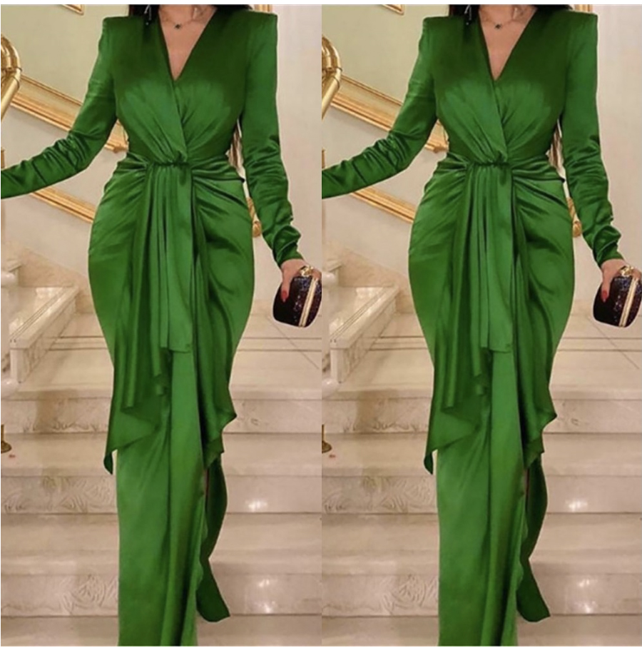 Green Mermaid Prom Dresses Long Sheeve Plus Size Elegant Evening Formal Gown Custom Dress