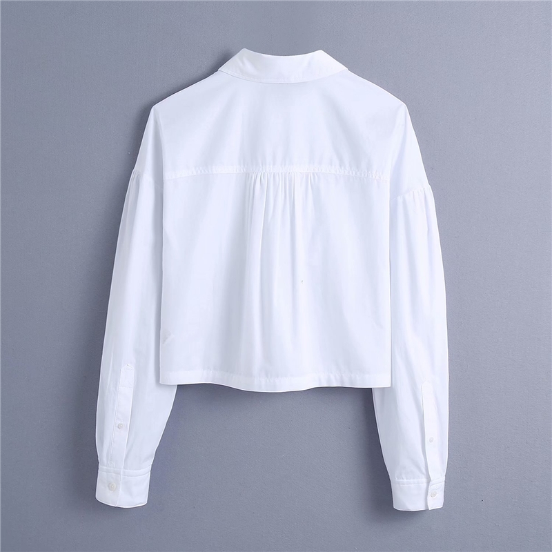 Elegant Women Turn Down Collar Shirts Fashion Ladies Pocket Shorts Tops Streetwear Female Chic White Blouses 210430