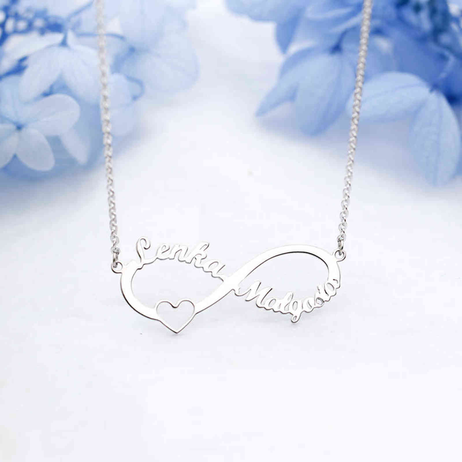 Stainless Steel Custom Name Necklace Personalized Rose Gold Silver Infinity Pendant Friendship Necklace Jewelry Friend Gift 211123