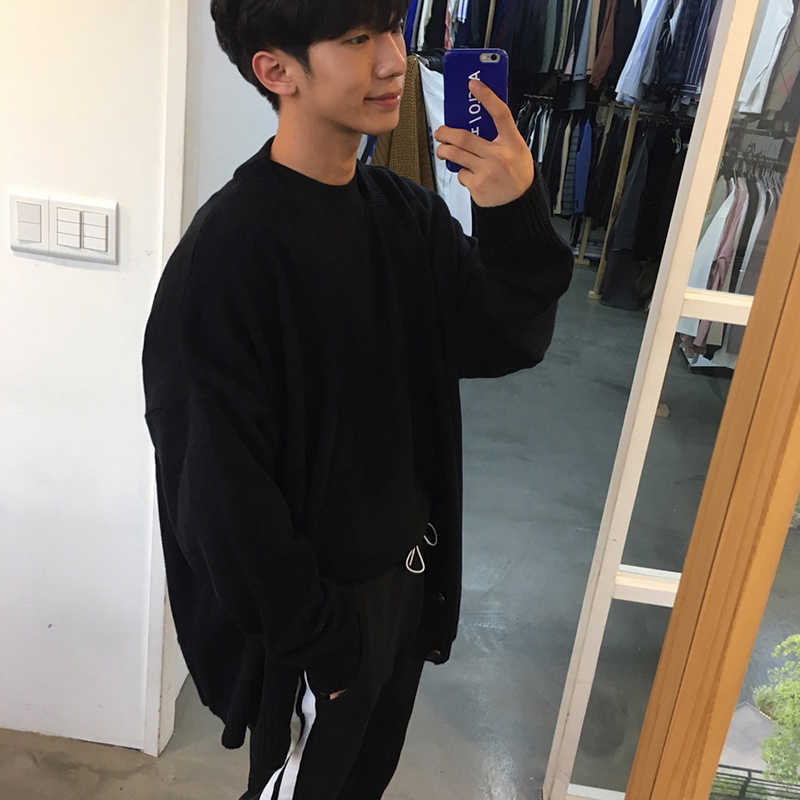 IEFB / Men's Wear Knitted Sweater Loose V-neck Single-breasted Solid Color Knitted Cardigan Coat Spring Autumn 9Y3266 211008