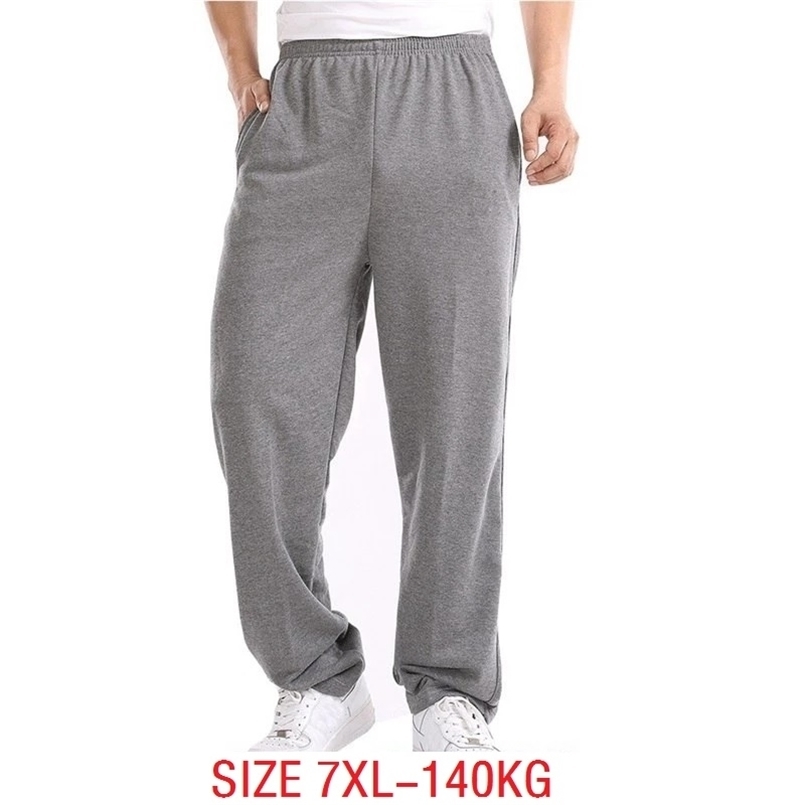 Size 7XL 140KG Men Simple Cotton Sports Pants autumn Black Elasticity Pants Casual Mens Home Pants Straight Trouser 211112