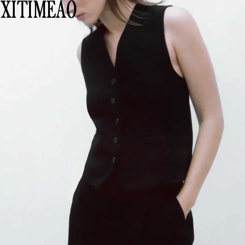ZA V-Neck Retro Black Vest Cardigan Sleeveless OutwearWomen Spring Autumn Self Cultivation Casual Fashion 210602
ZA V-Neck Retro Black Vest Cardigan Sleeveless OutwearWomen Spring Autumn Self Cultivation Casual Fashion 210602