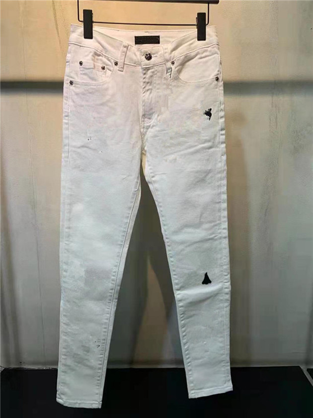 

21SS Style Brand Mens Jeans Clothing Heart Pants Men Women T Shirts Panther Print Army Green Destroyed Slim-leg Denim Straight Biker Skinny Jean s W28-40, 721#
