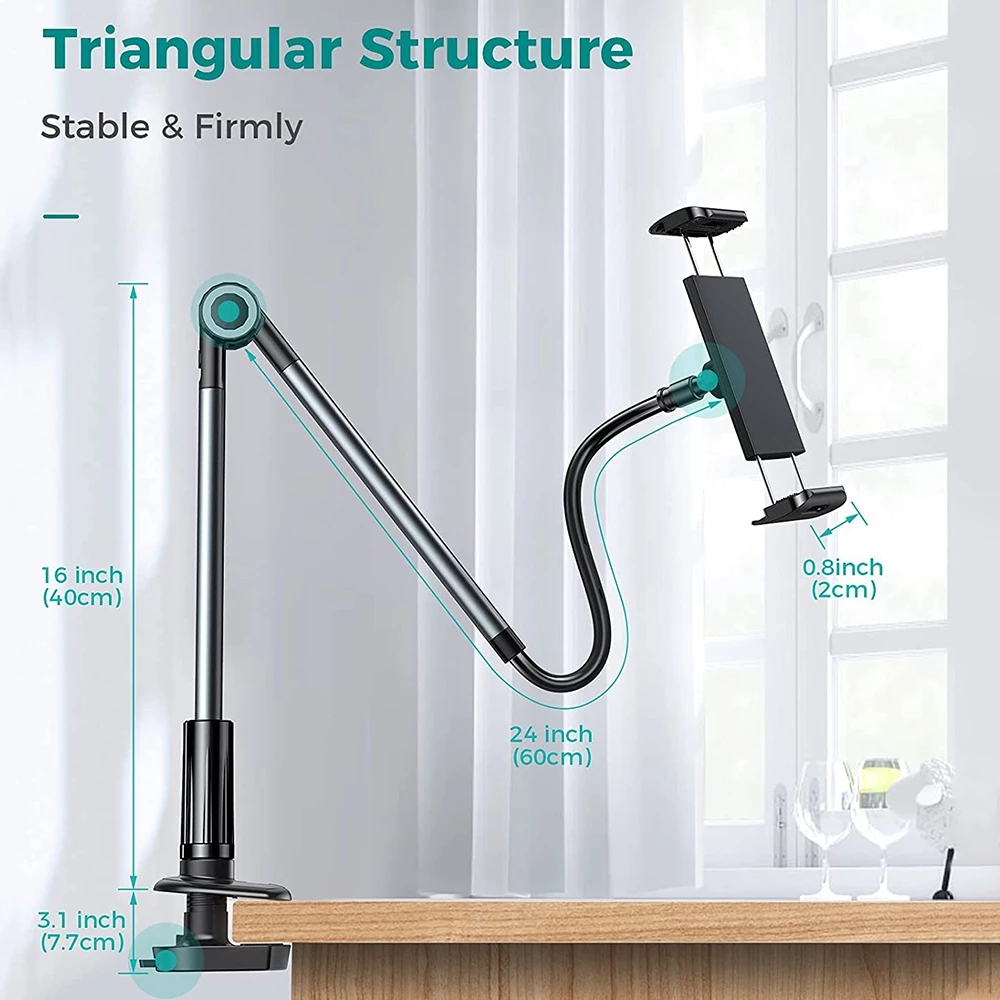 Mobile Phone Universal Holder Flexible Adjustable Phone Clip Lazy Home Bed Desktop Mount Folding tripod Anti-shake for 4.7-12.96 Inch Device stand vid