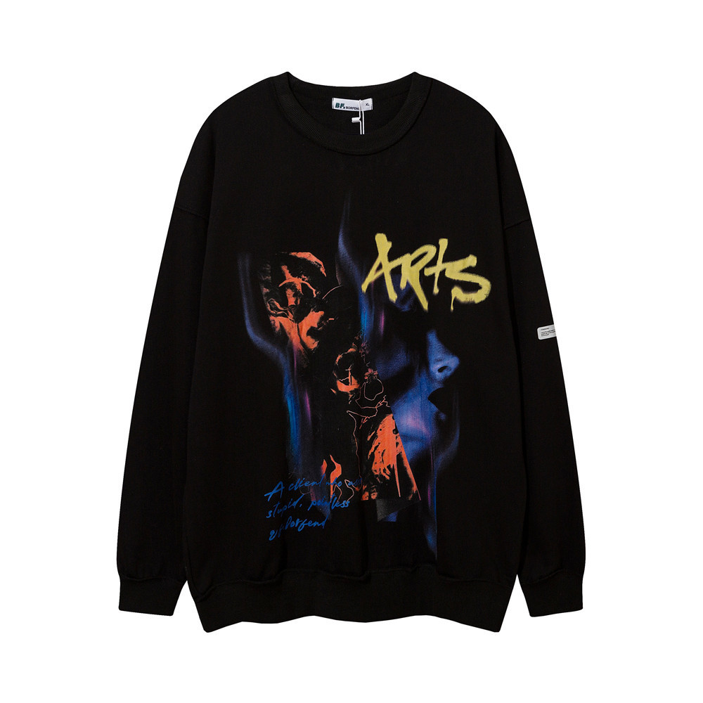 Sweatshirts Dark black style Abstract printed hoodless sweater mens American fashion brand loose round neck long sleeve trend Pullover Hoodie
Sweatshirts Dark black style Abstract printed hoodless sweater mens American fashion brand loose round neck long sleeve trend Pullover Hoodie