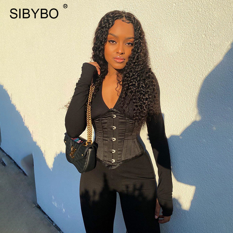 Sibybo Autumn Cotton Corset Jumpsuit Sexy Rompers Long Sleeve Zipper Jumpsuits 2 Piece Set Streetwear Fitness Overalls 2021, Purple wasit
Sibybo Autumn Cotton Corset Jumpsuit Sexy Rompers Long Sleeve Zipper Jumpsuits 2 Piece Set Streetwear Fitness Overalls 2021, Purple wasit