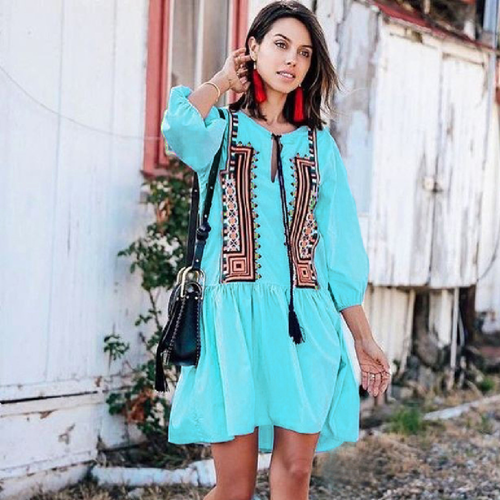 Beach Swimsuit Cover Ups Women Embroidery Kaftan Tunic Dress Robe De Plage Cotton Pareo Up #Q864 210420