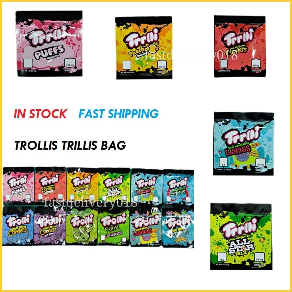 TROLLIS TRILLIS Bag 600mg Edibles Mylar Package Smell Proof Infused Gummies Pouch Zipper Bags Packaging 12 colors MIX IN STOCK Link BROWNIE BITES CARIBO SOUR JOKER
TROLLIS TRILLIS Bag 600mg Edibles Mylar Package Smell Proof Infused Gummies Pouch Zipper Bags Packaging 12 colors MIX IN STOCK Link BROWNIE BITES CARIBO SOUR JOKER