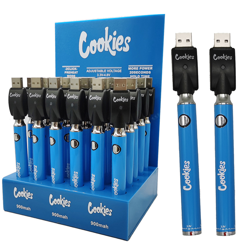 Cookies Preheat Battery 900mAh Bottom Voltage Adjustable Batteries USB Charger Vape Pen Battery 30pcs with Display Box
Cookies Preheat Battery 900mAh Bottom Voltage Adjustable Batteries USB Charger Vape Pen Battery 30pcs with Display Box