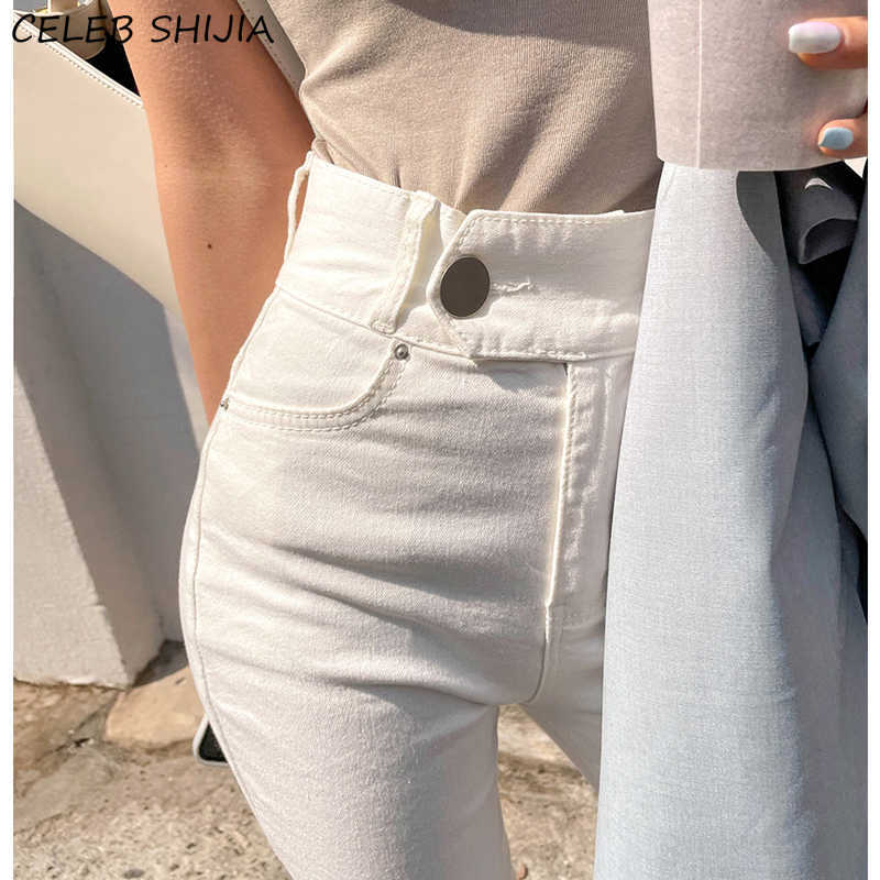White Skinny Jeans for Women High Waist Vintage Streetwear Denim Pencil Pants Woman Mom Korean Chic Y2k Female Sexy 210922
