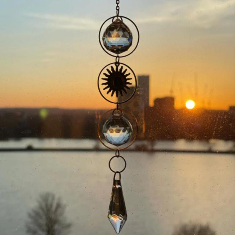 Keychains Cage Sun Catcher Crystal Rainbow Maker Window Home Boho Room Wall Car Decoration Curtain Chandelier Prisms Witchy Suncatcher
