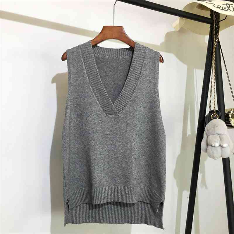 Fashion Pullover Jumper V-neck Knitted Vest Womens Sweater Autumn Winter Korean Loose Sleeveless Sweaters Vest Female, White;black
Fashion Pullover Jumper V-neck Knitted Vest Womens Sweater Autumn Winter Korean Loose Sleeveless Sweaters Vest Female, White;black