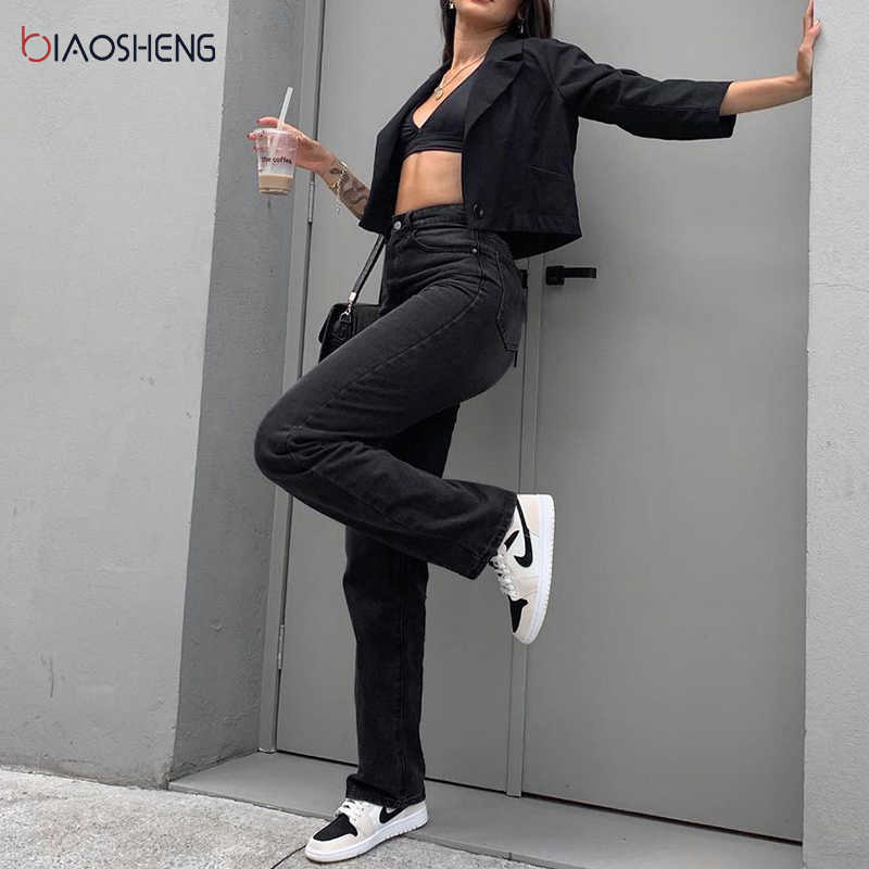 Women's Pants Jeans Women High Waist Mom Baggy Loose Y2k Black Fashion Straight Denim Trousers Streetwear 210922