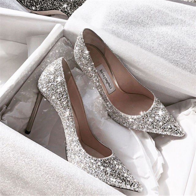 Dazzling Sequined Bridal Shoes Woman Pumps Gold Silver Black Glitter Wedding Shoes Pointed Toe Stiletto Ladies Fashion Women Heels Formal Occasion Shiny AL9757
Dazzling Sequined Bridal Shoes Woman Pumps Gold Silver Black Glitter Wedding Shoes Pointed Toe Stiletto Ladies Fashion Women Heels Formal Occasion Shiny AL9757