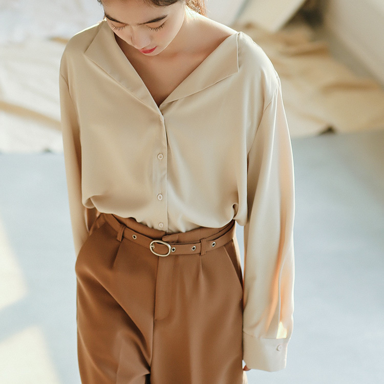 spring solid Vintage Shirt female Oversize Tops Women Long sleeve Girls Blouse Plus Size chiffon Blouses femme Blusas 210423