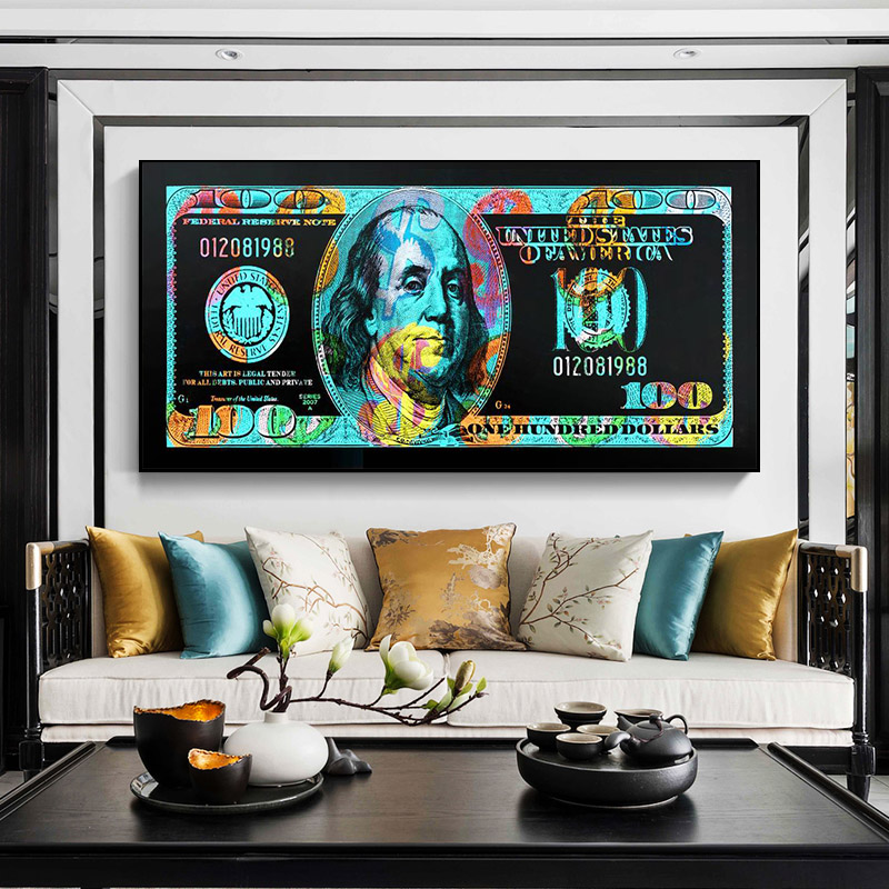 Colorful Dollors Canvas Paintings Graffiti Art For Living Room Modern Money Watercolor Abstract Art Cuadros Posters Home Decor