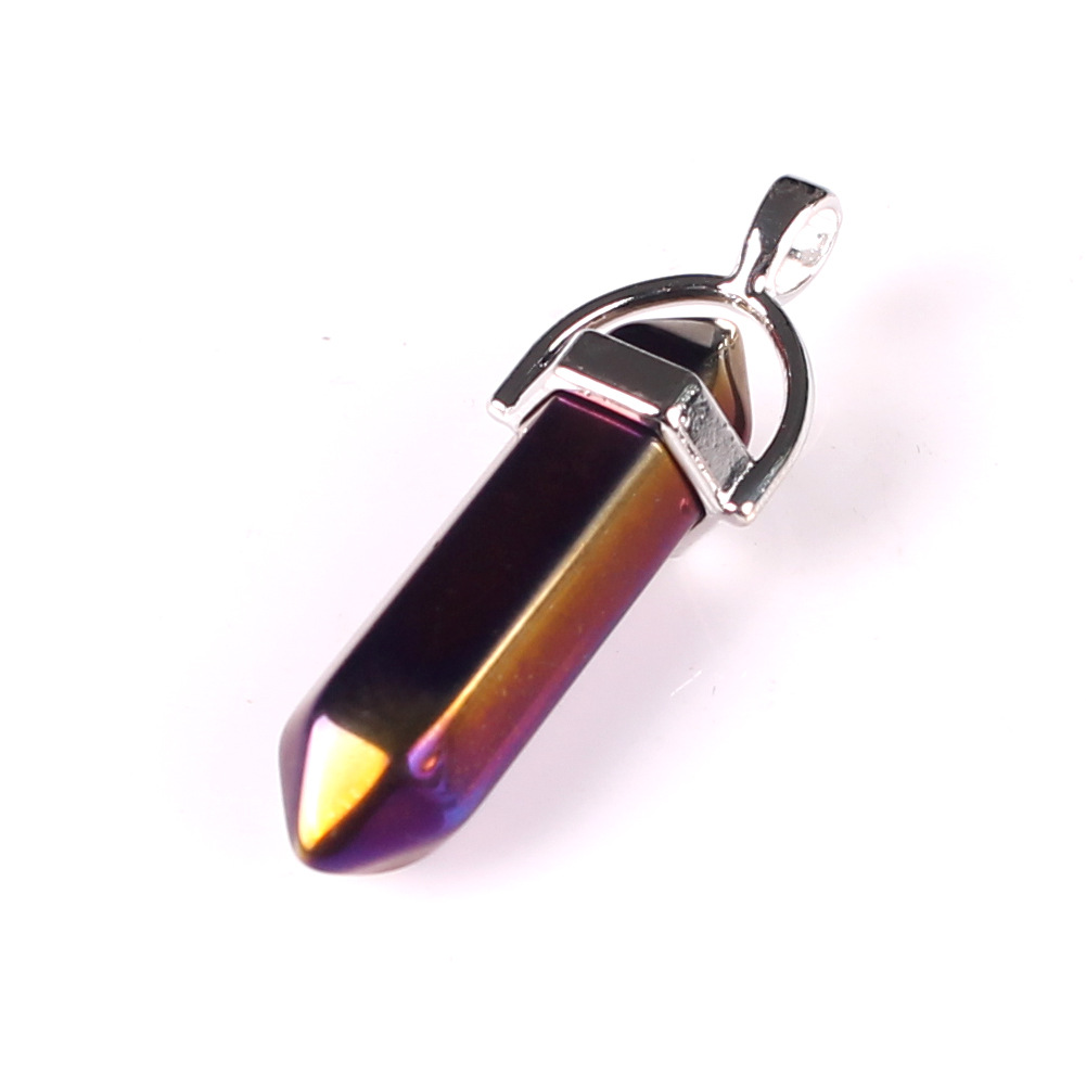 The colorful plating color Hexagon Prism Charms Pendants Crystal Clear Chakras Gem Stone fit earrings necklace making assorted