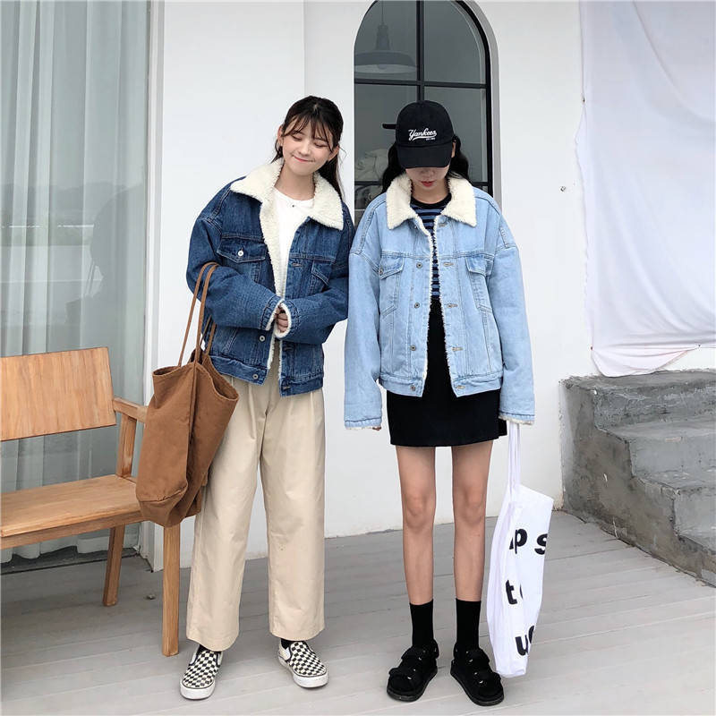 Women Winter Jackets thick outwear denim coat Solid turn down collar cotton jacket for female plus size M3XL 210524