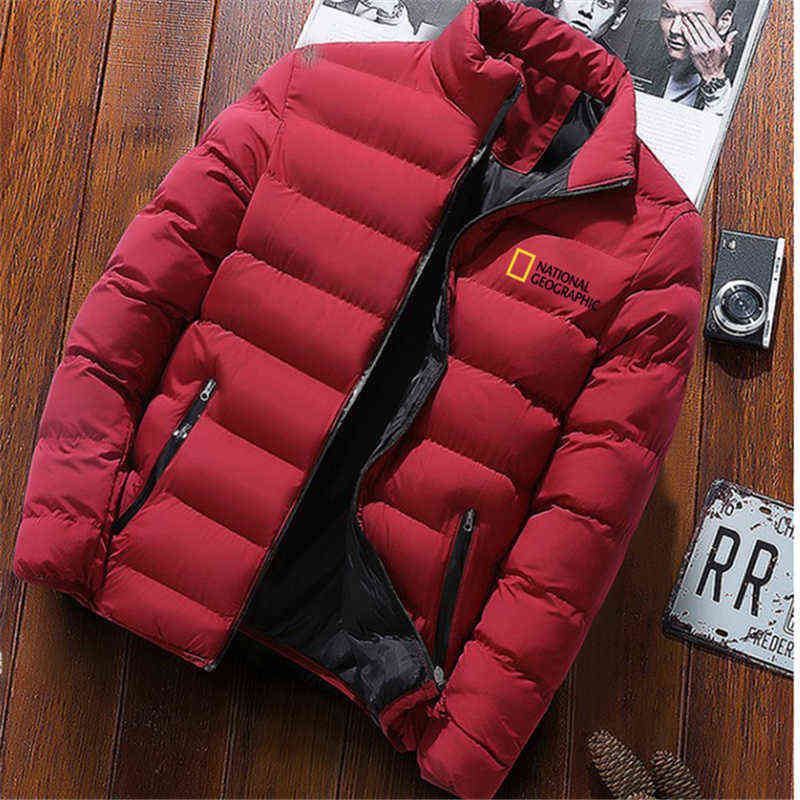 National Geographic Men'S Down Jacket Printing New Down Jacket Stand-Up Collar Long-Sleeved Men'S Autumn And Winter Zipper Y1103