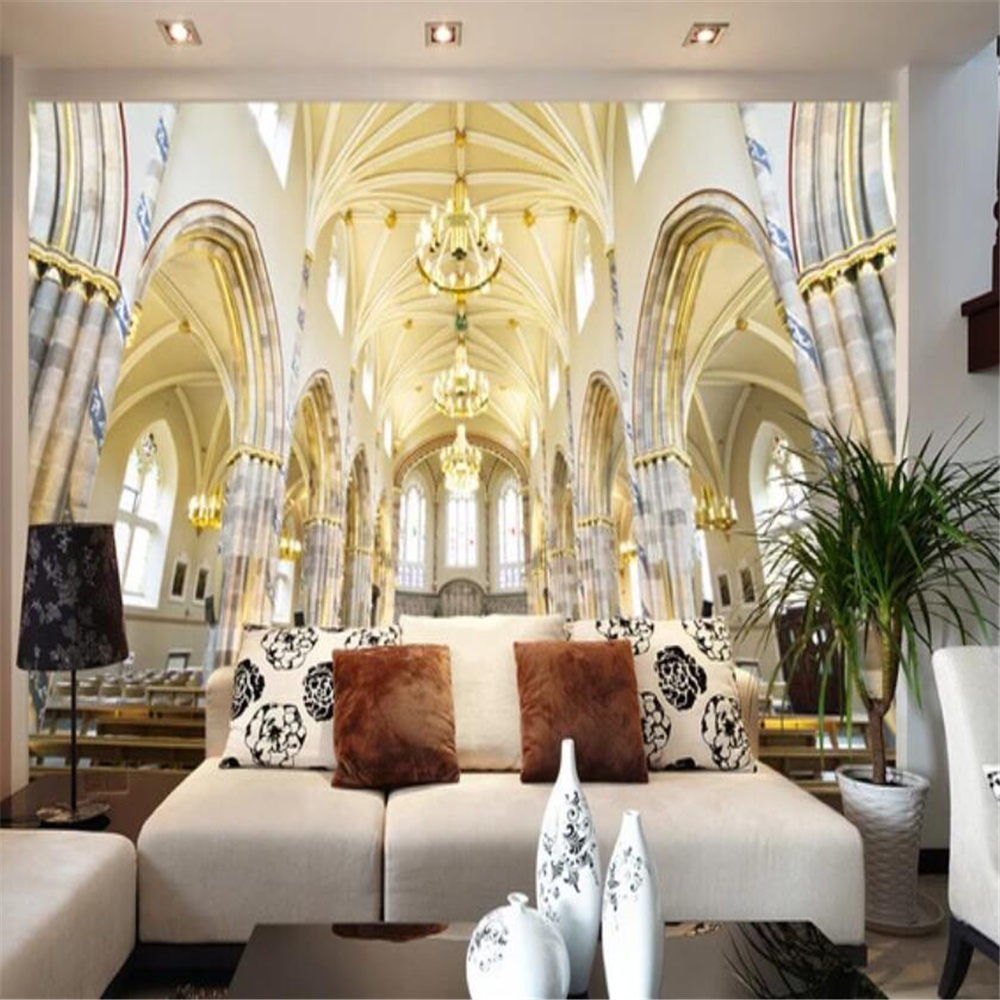 Church stereo background wall painting custom large mural green wallpaper papel de parede para quarto
