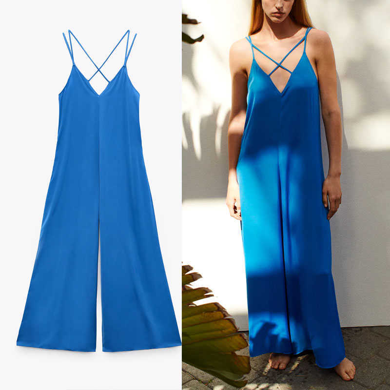 Za Summer Oversized Blue Jumpsuit Women Sleeveless Spaghetti Straps Backless Rompers Woman Large Size Loose Satin Jumpsuits 210602
Za Summer Oversized Blue Jumpsuit Women Sleeveless Spaghetti Straps Backless Rompers Woman Large Size Loose Satin Jumpsuits 210602