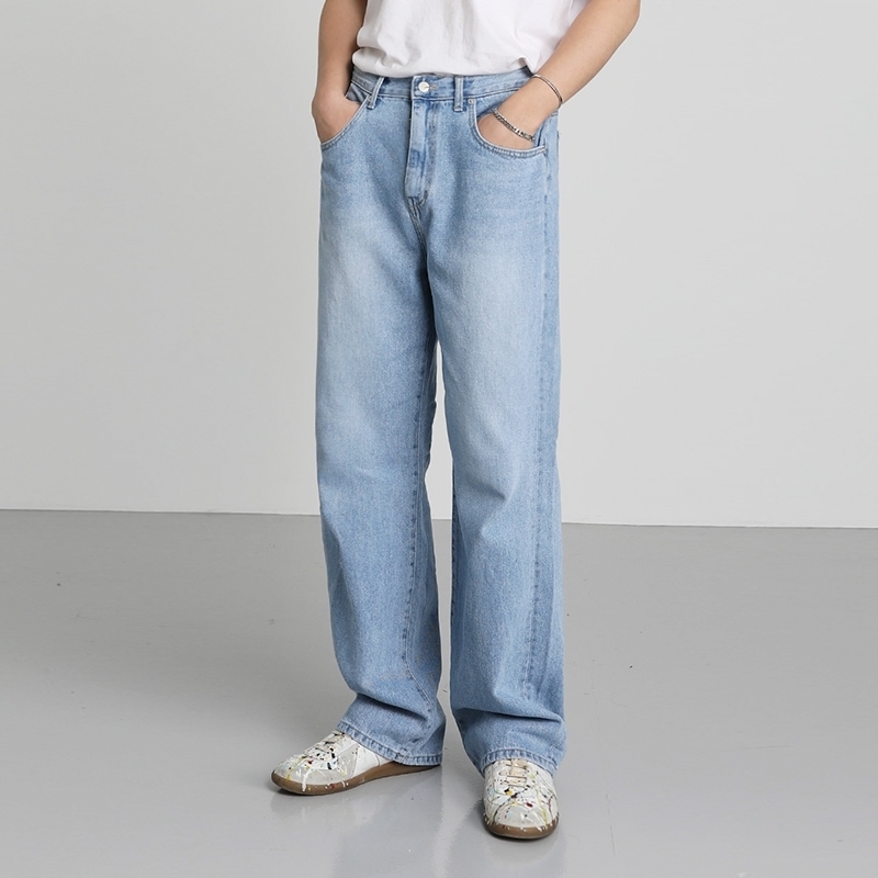 IEFB Wide Leg Blue Jeans Men's Loose Korean Style Trend Draping Dady Pants Casual Straight Denim Trousers Bottom 9Y7195 210524