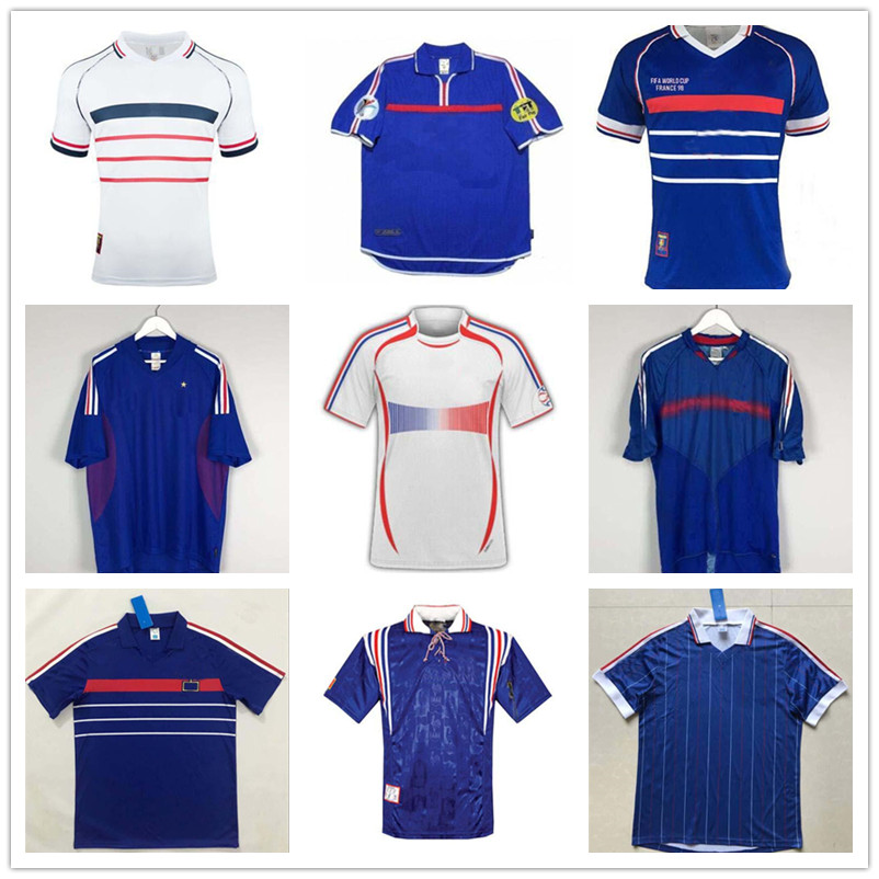 1998 Retro Version Franc E Soccer Jersey 84 96 98 02 04 06 2010 Zidane Henry Maillot de Foot Football Shirt 2000 Home Trezaguet Uniforme