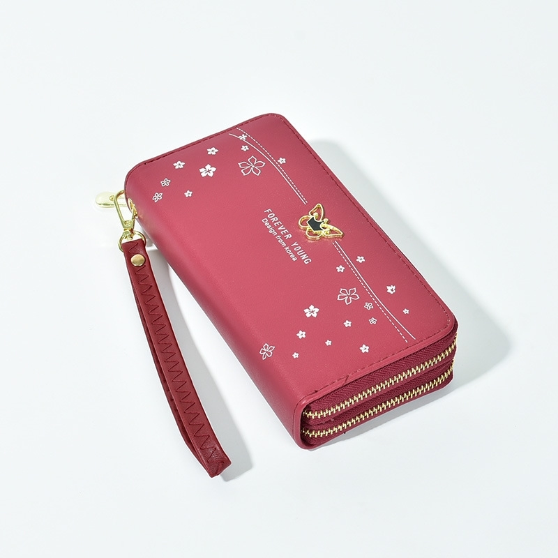 Long women's new wrist with large capacity handbag printed soft leather double zipper mobile phone bag for women, Wine
Long women's new wrist with large capacity handbag printed soft leather double zipper mobile phone bag for women, Wine