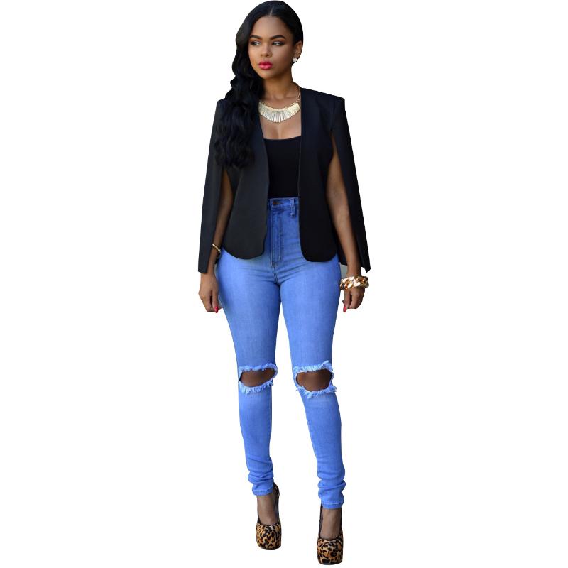 Fashion Shawl Collar Split Long Sleeve Cloak Blazer Cape Women Black White Suit Jacket Casual Veste Dashiki Blazers Femenino Women's Suits &
