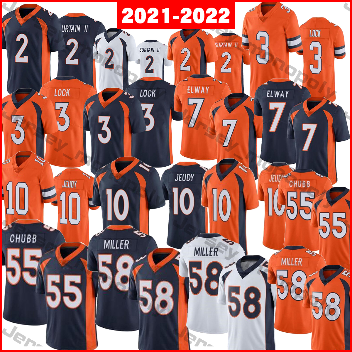 2021-2022 Football Jerseys 2 Pat Surtain II 3 Drew Lock 7 John Elway 10 Jerry Jeudy 55 Bradley Chubb 58 Von Miller, As
2021-2022 Football Jerseys 2 Pat Surtain II 3 Drew Lock 7 John Elway 10 Jerry Jeudy 55 Bradley Chubb 58 Von Miller, As