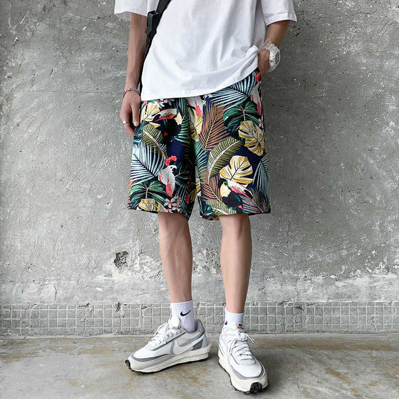 Summer Men's Shorts Arrival Casual Flower Shorts Mens Clothes Trend Casual Beach Elastic Waist Shorts Men Plus Size 5XL 210528