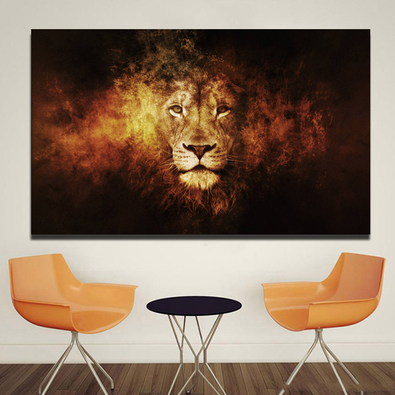HD Prints Abstract Animal Lion Painting Printed on Canvas Modern Wall Art Pictures for Living Room Poster Cudros Decoration