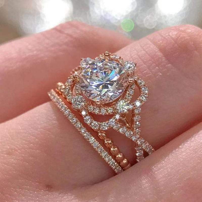 Fashion White Zircon Rose Gold Color Rings Female Round Rhinestone Inlay Ring For Bridal Engagement Jewelry
Fashion White Zircon Rose Gold Color Rings Female Round Rhinestone Inlay Ring For Bridal Engagement Jewelry