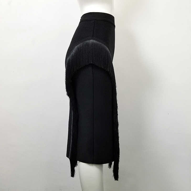 High Quality Women'S Waist Bodycon Skirt Office Ladies Tassel Elegant Fashion Pencil Bandage 210527