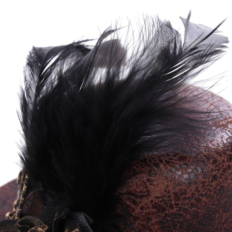 Other Event & Party Supplies Halloween Gothic Mini Top Hat Steampunk Gears Chain Feather Cosplay Hair Clip N58F