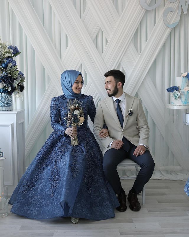 2022 Plus Size Arabic Aso Ebi Navy Blue Luxurious Muslim Prom Dresses Lace Beaded Evening Formal Party Second Reception Gowns Dress ZJ335